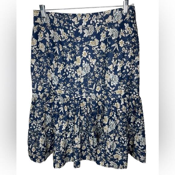 ANTONIO MELANI Dresses & Skirts - Antonio Melani Floral Cottage Core Midi Ruffle Tier Skirt Blue White size 12
